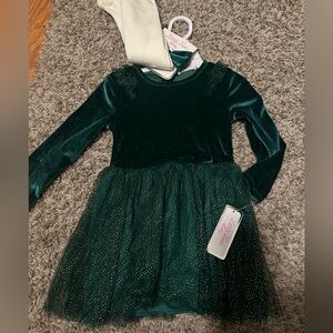 Little Lass Baby Girls' Long Sleeve Velvet green , 3-Piece Set, Sizes 24m NWT